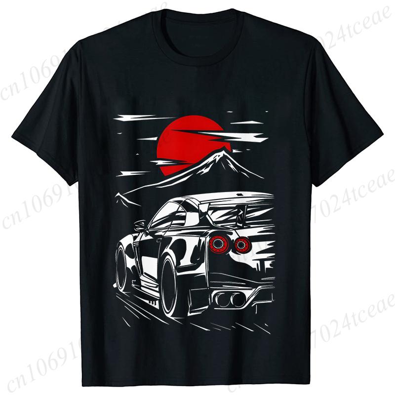 New Fashion Tees Shirt Short Sleeve Men Women Clothing Crewneck Loose Tops Japanese Car Drift Race Car R35 Graphics T-shirts