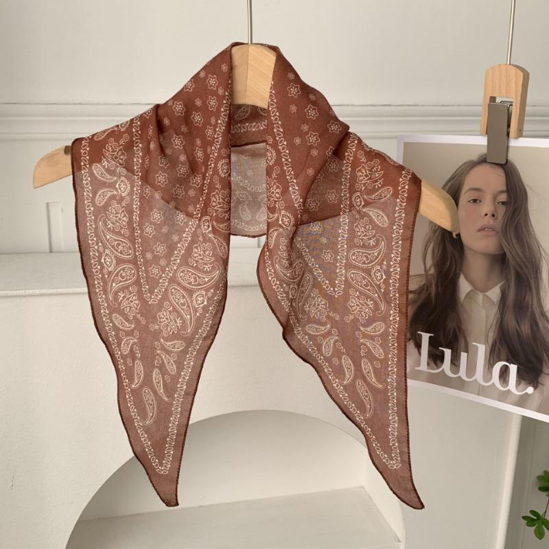 Cashew Flower Silk Scarf, Scarf, New Retro Headscarf, Headband, Jeans, Waist Accessories, Triangular Scarf, Waist Fart Curtain.