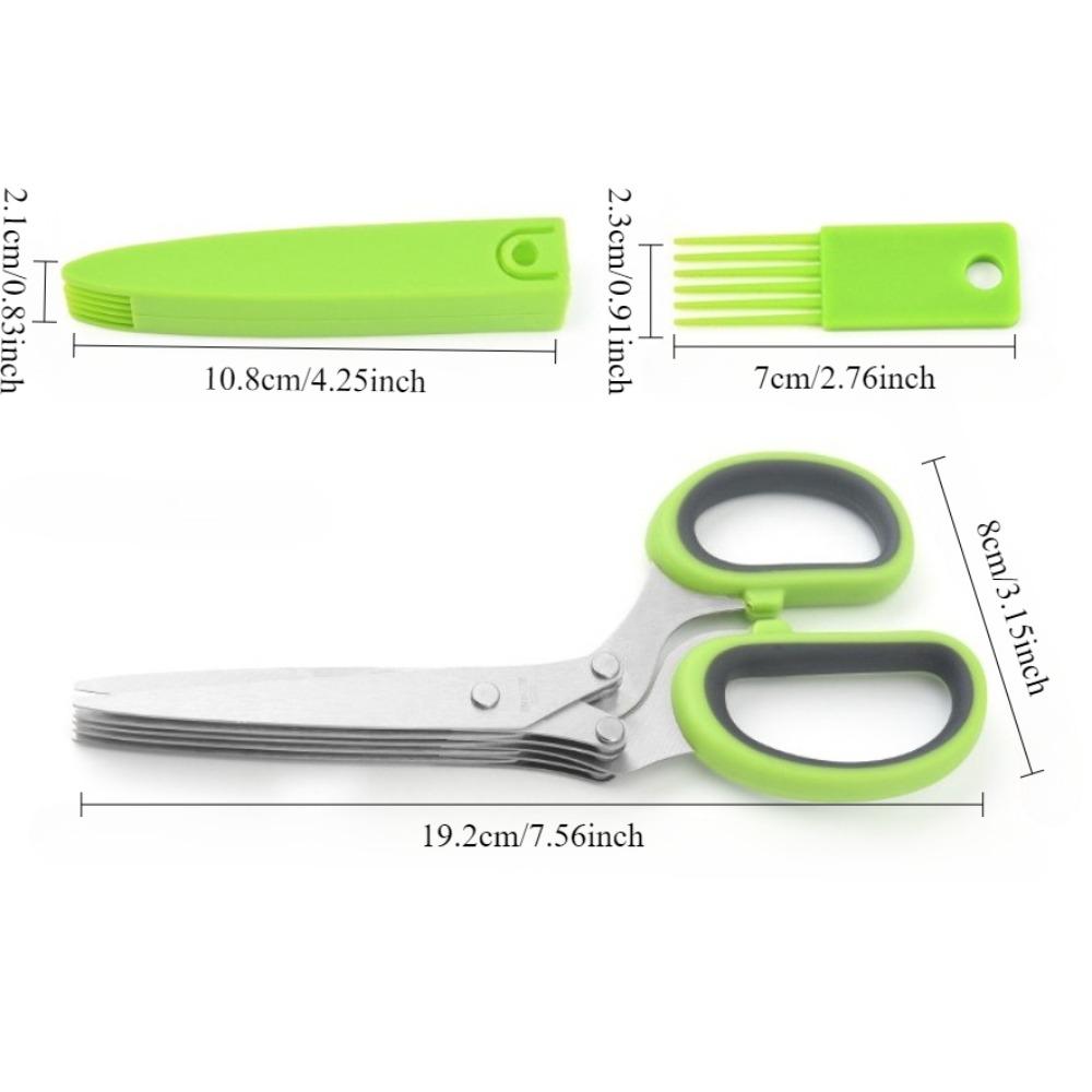 

Multilayer Scissors Kitchen Scissors 5 Blades Stainless Steel Onion Cutter Seaweed Spice Herb Chives For Cutting Spices Cooking зелений