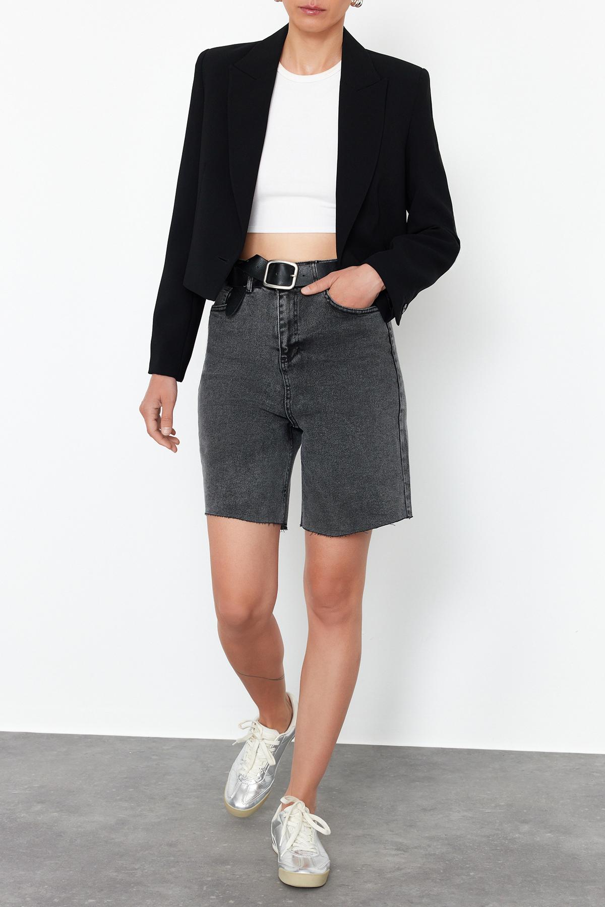 

Женские модные новые шорты и бермуды антрацитовые джинсовые шорты-бермуды XS