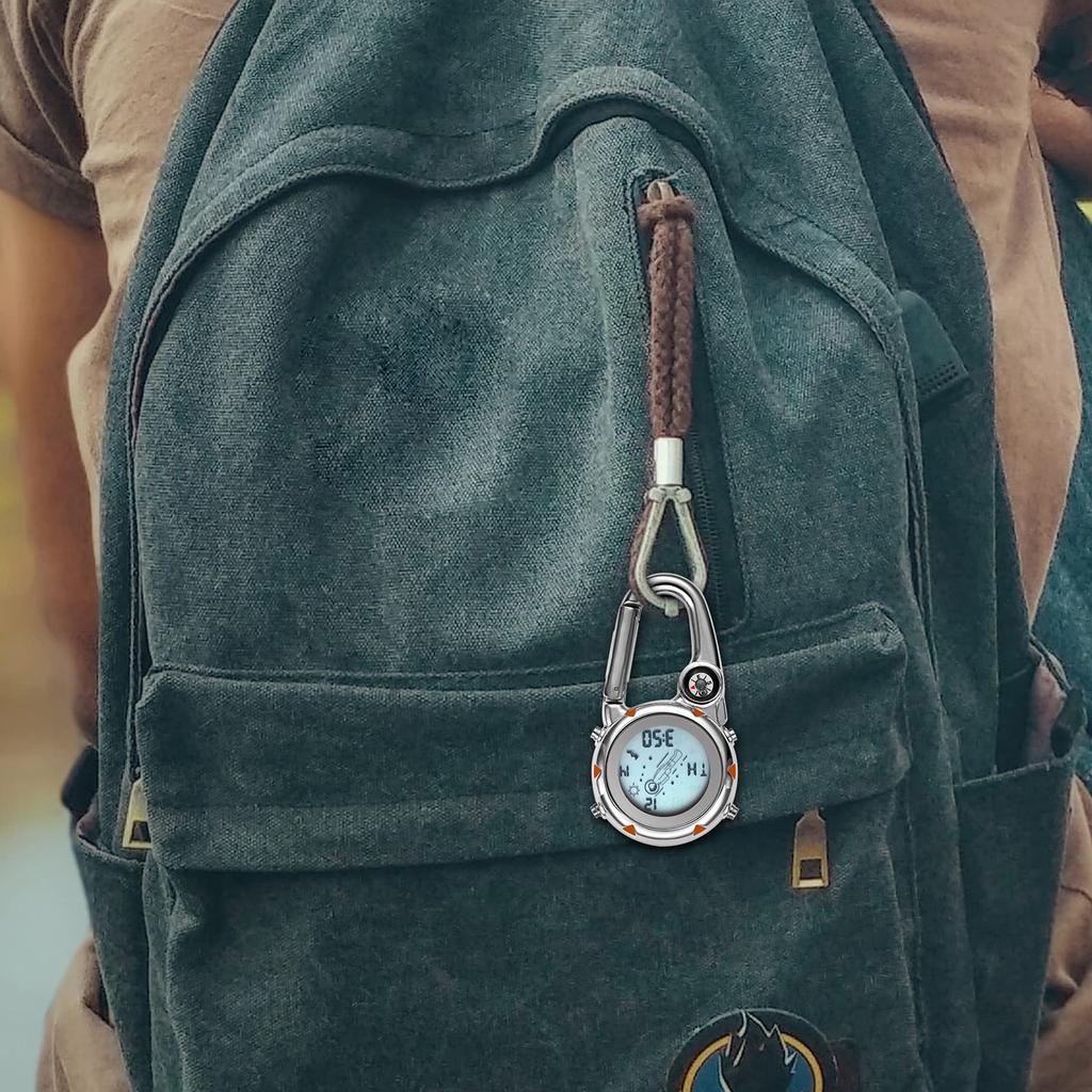 JEWELRYWE Carabiner Digital Carabiner 3ATM Water Unisex Watch, Clip-on Watch, Keychain, Watch, Resistant,