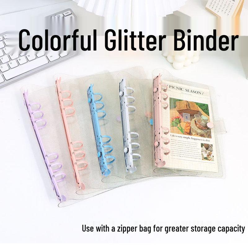Glittery Transparent PVC 6-Ring A5/A6 Student Notebook & Journal
