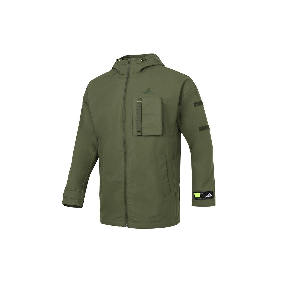 adidas Men s TH Woven CSTM Hooded Jacket Green GP0990 S