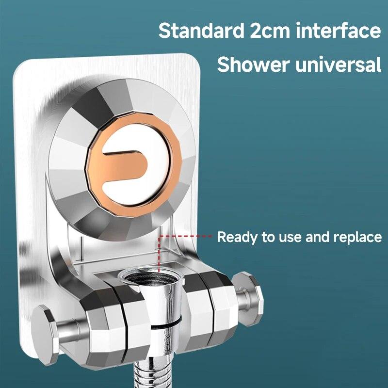 Showerhead Holder Suction Cup Holder Adjustable Detachable Hanging Rack Plating Shower Head Holder Bathroom Wall Mount Bracket