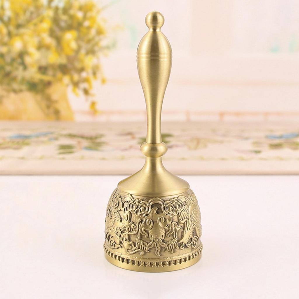 Brass Hand Bell Gold Teacher Bell Service Bell for Party Dinner Celebrations
