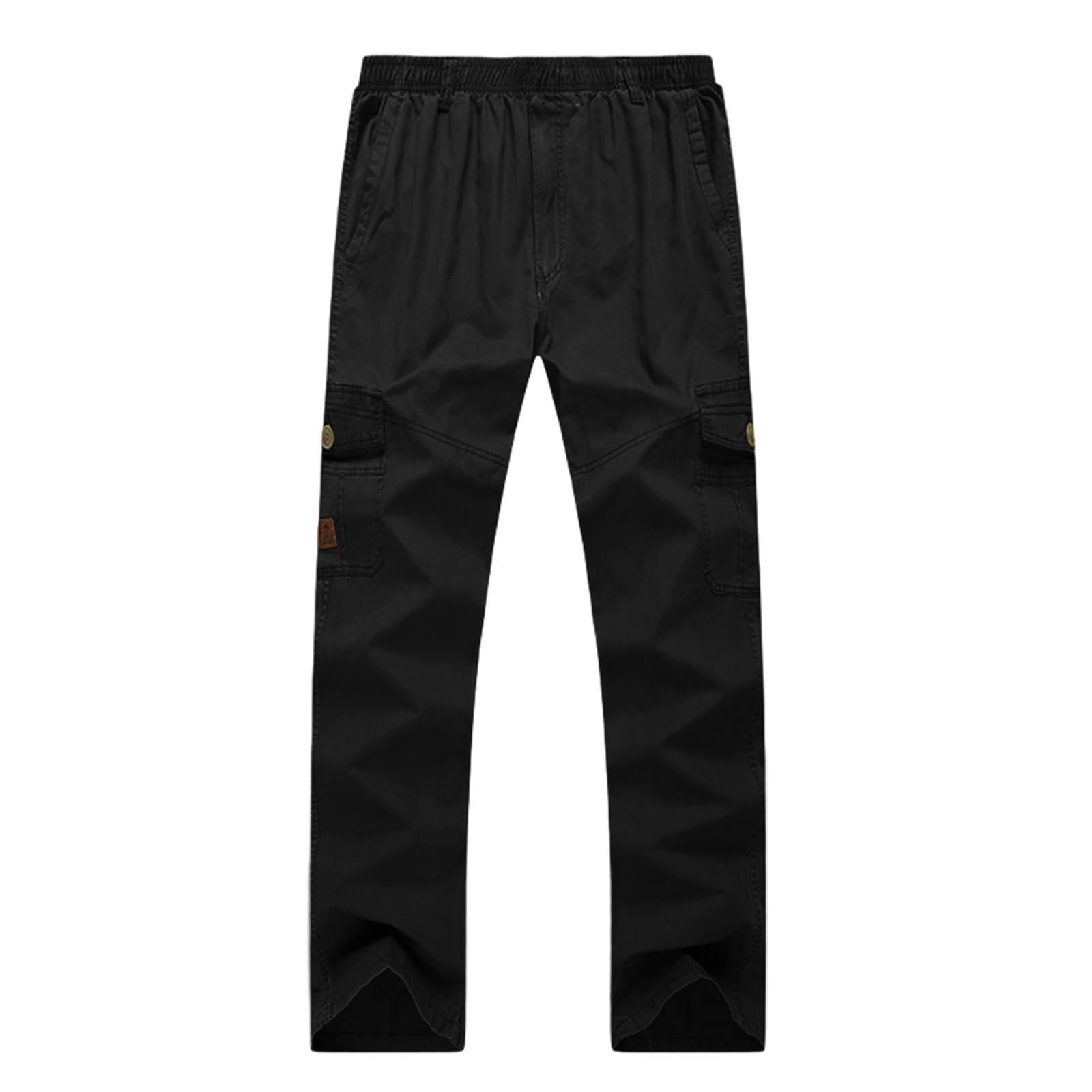 Men s Loose Casual Cargo Multi-pocket Pants XXXXXL чёрный
