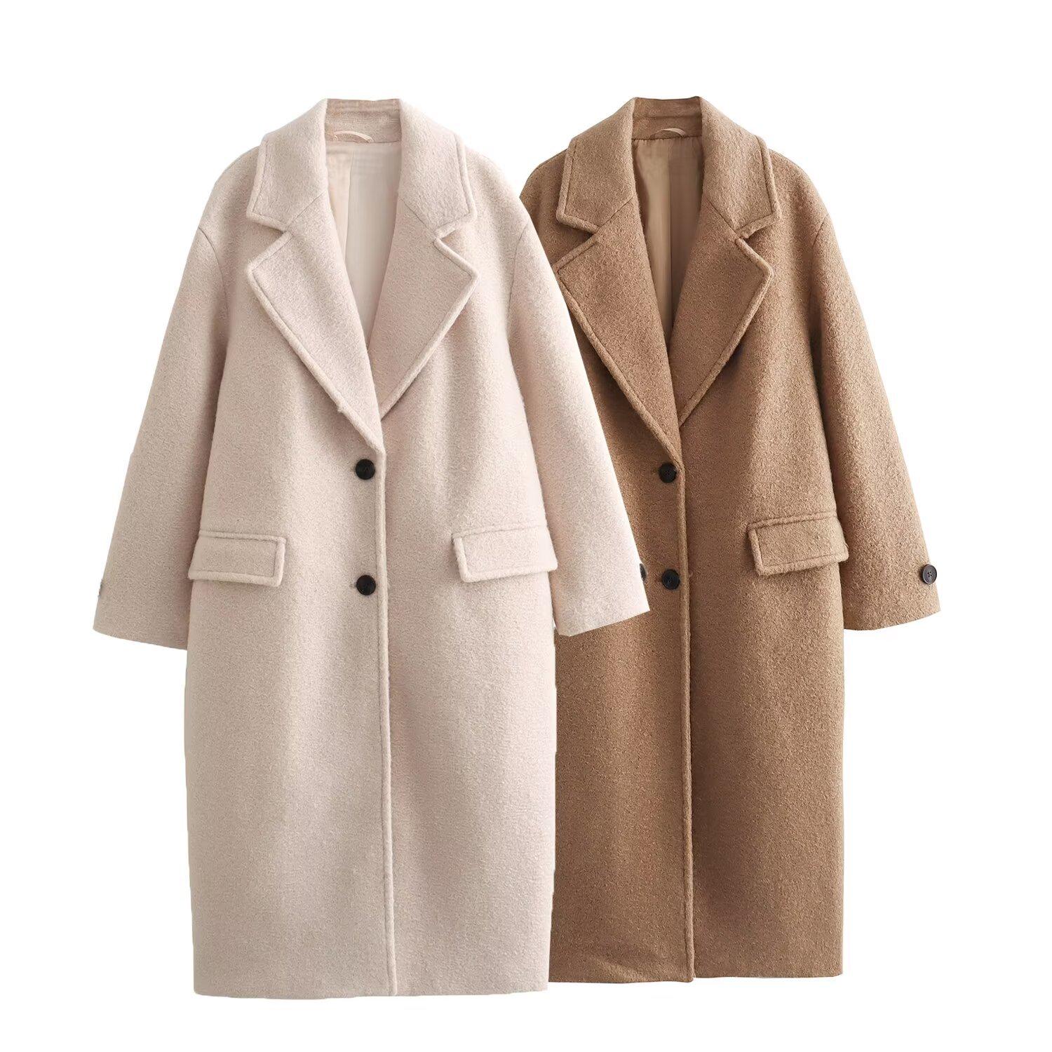 

2024 Autumn/Winter European & American Women s Long Wool Coat S верблюд