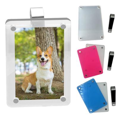 Car Sun Visor Photo Clip with Metal Clamp Universal Auto SUV Truck Acrylic Magnetic Photo Frame Transparent Memorial Picture Holder