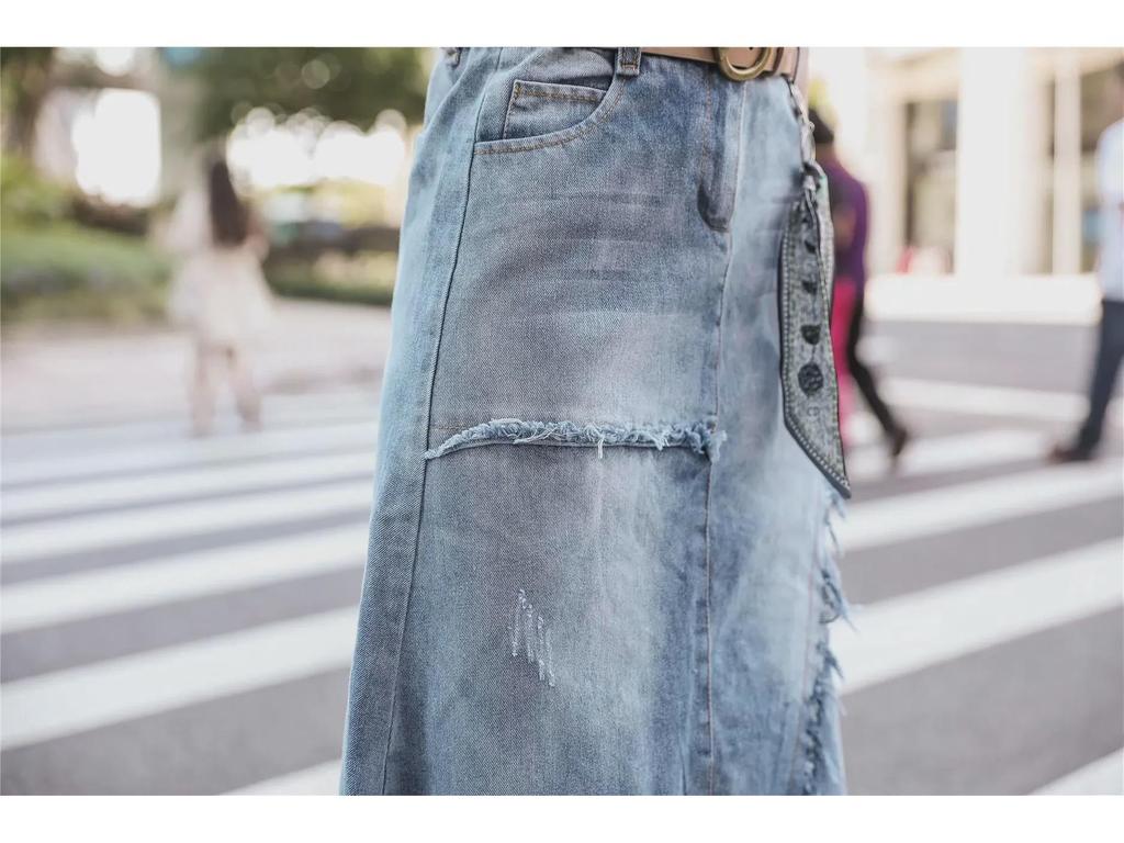 Europäischer & Amerikanischer Übergröße Unregelmäßiger High Waist Denim Midirock - Sommer Casual Bodycon Stil