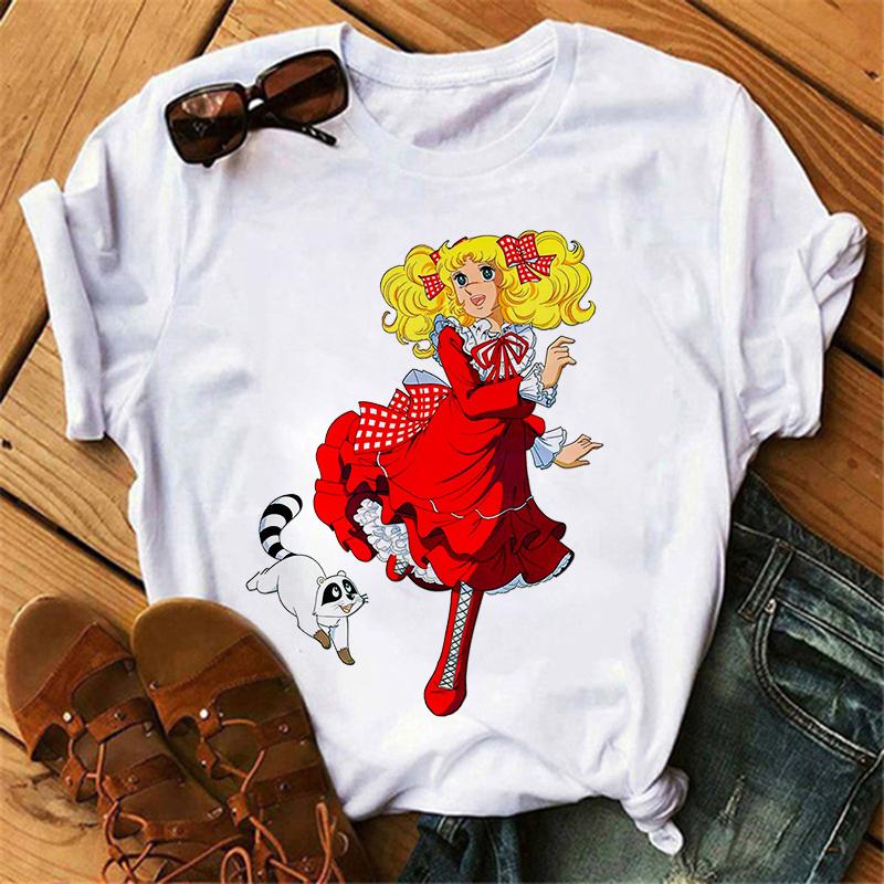Anime Candy Candy T-shirt Clothes for Women Japanese Manga Short Sleeve Graphic Tee Y2k Kawaii Casual Tops Women's Sumer Clothes