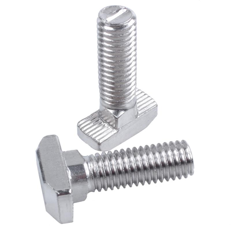 CYCLI-M8 Thread T-Slot Drop-In Stud Sliding Screw Bolt Silver Tone 30Pcs