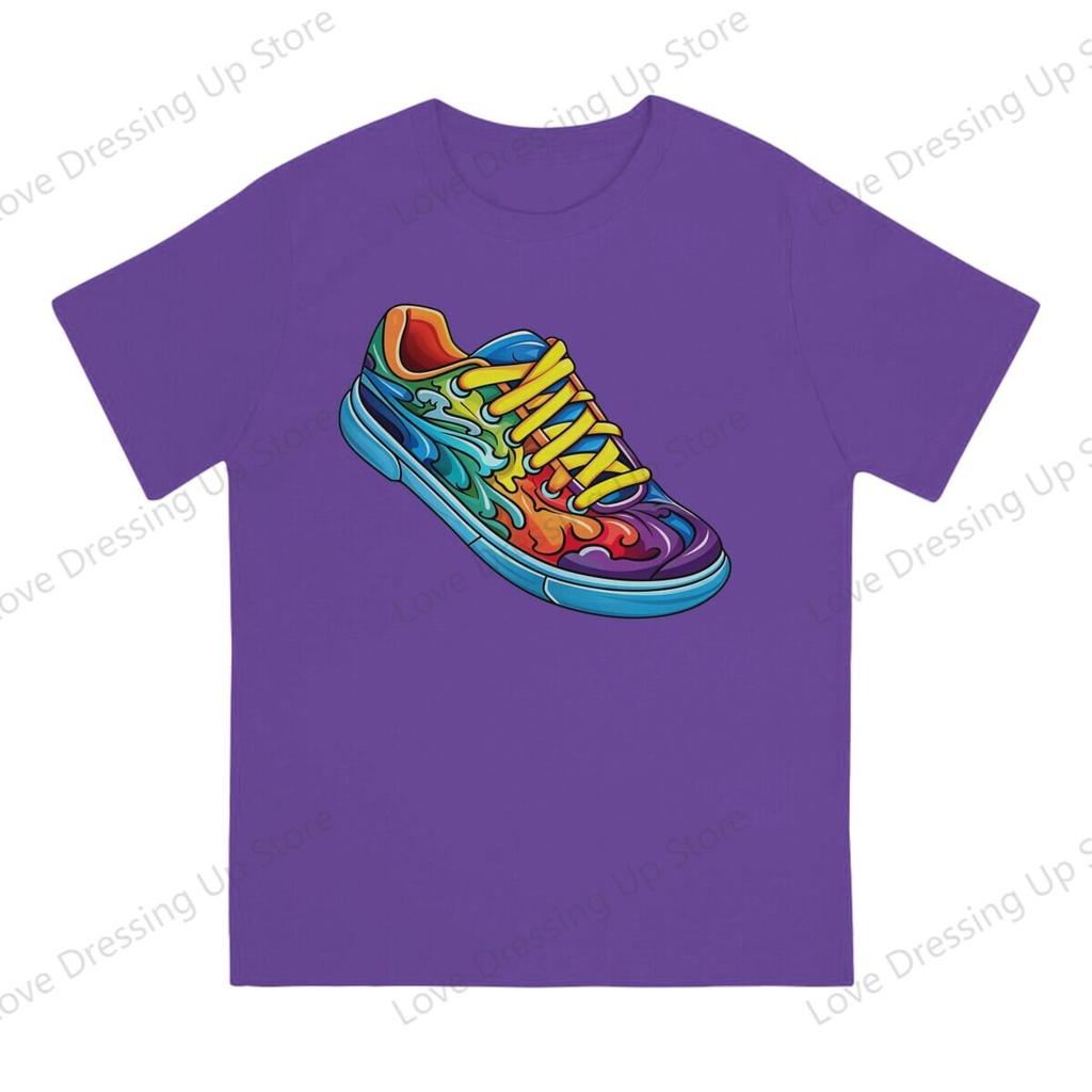100pure Cotton Casual Unisex Tshirt Colorful Sneakers Graffiti Short Sleeve Tshirts Harajuku Tee Funny Tops