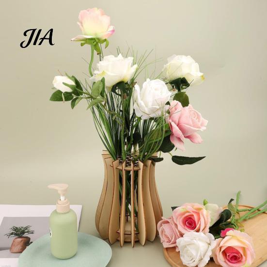 Handmade Wooden Art Piece Puzzle Flower Vase, Arrangement Display Stand for Placing Flowers & Artistic Floral Base Artificial Flowers, Suitable