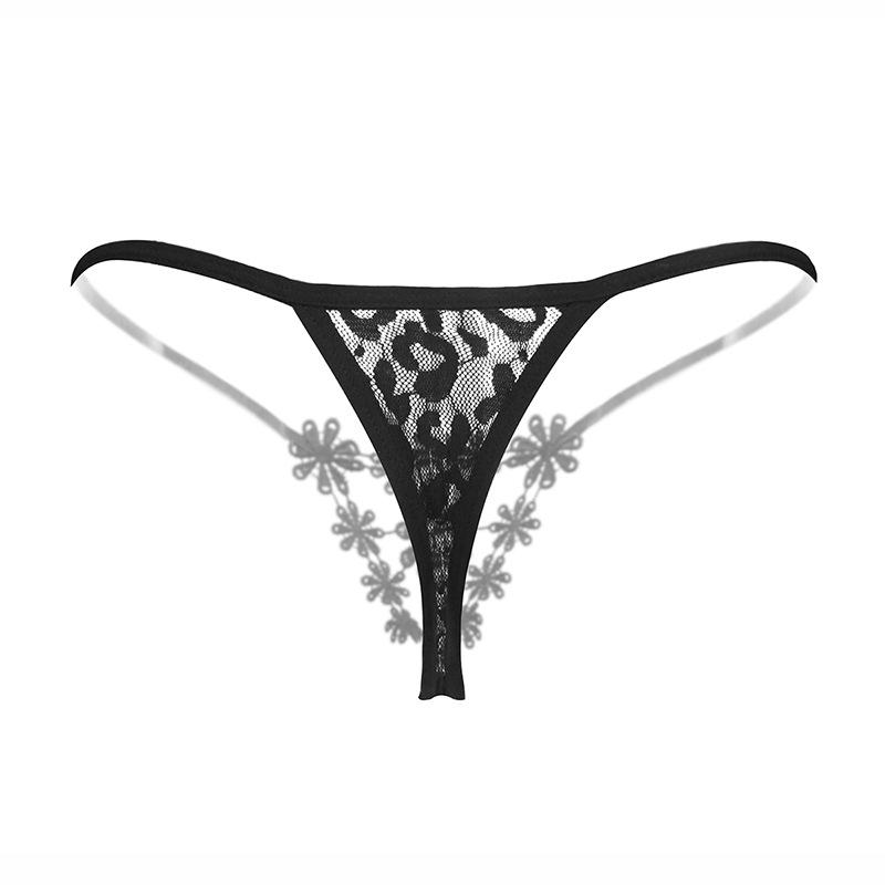 Sexy Lingerie Women's Panties Crotch Opening Transparent G-strings Thongs Solid Bowknot Underwear for Ladies Women Lace Pantys