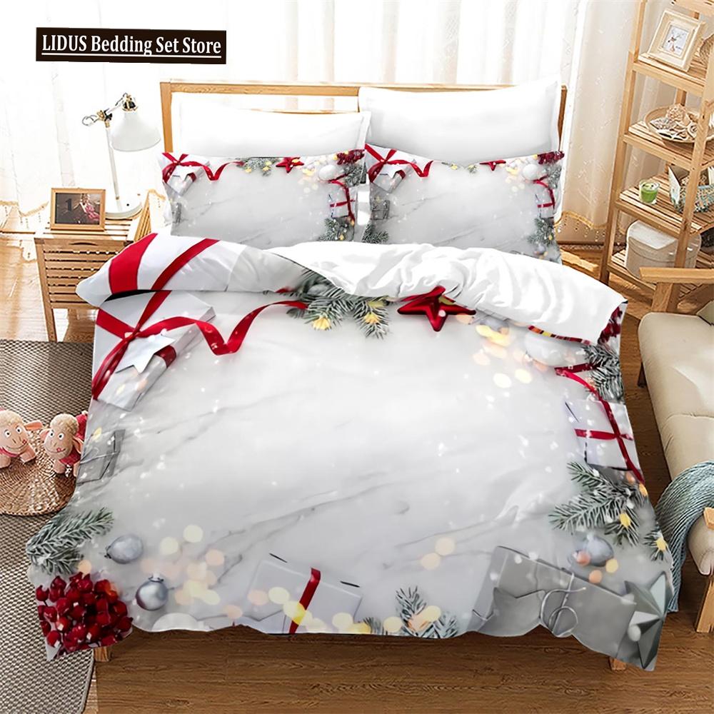 Weihnachts-Bettbezug-Set King Queen Full Size Winterthema Schneemann-Muster Polyester Bettdeckenbezug für Kind Festivalgeschenk