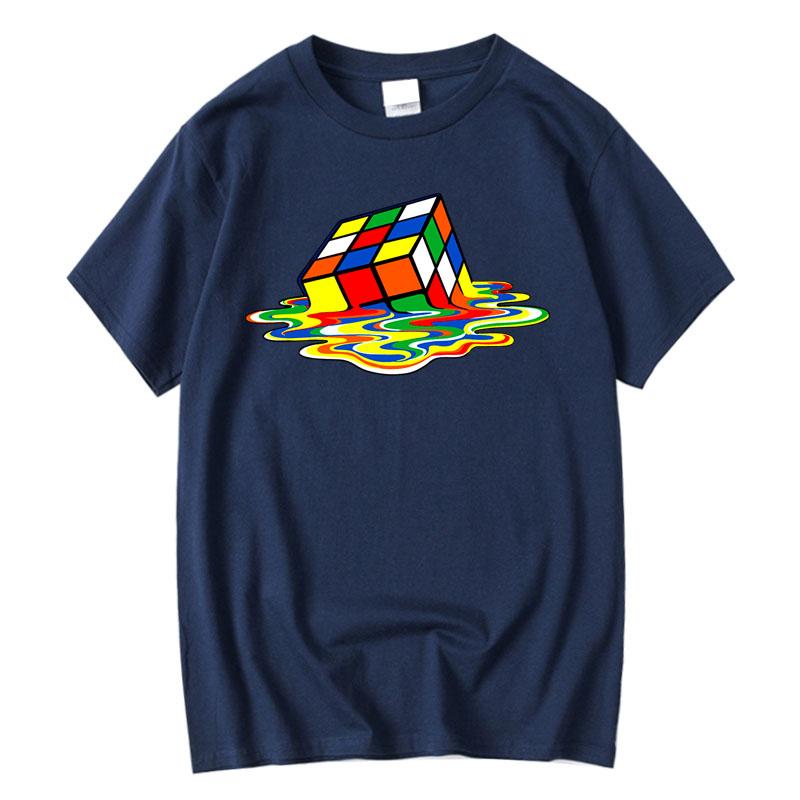 Summer 100% Cotton Magic Square Printing O-neck T-shirts Casual Cool Hip Hop Short Sleeved Men's T-shirts