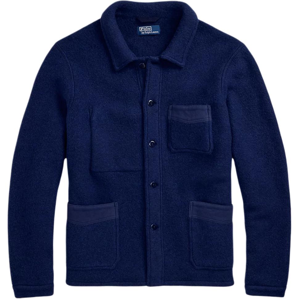 

Polo Ralph Lauren Однотонная рубашка-поло с воротником поло, однобортная, с длинным рукавом, прямого кроя, мужская куртка, темно-синяя 100040583 M