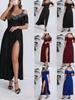 Summer New Women's  Off-Shoulder Strap Fashion High-Slit Dress for Women