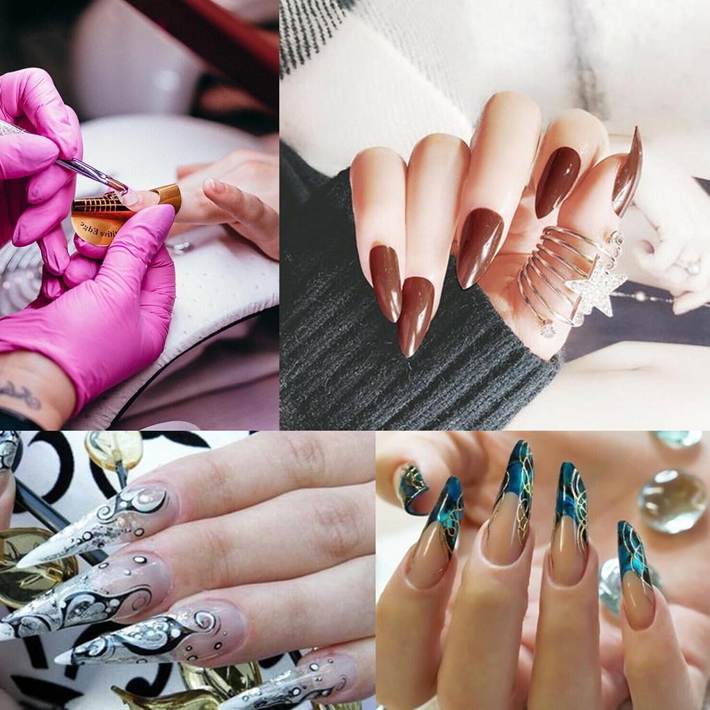 600pcs Long False Tip Acrylic Coffin Shape Half Cover Tip Manicure Art Accessory