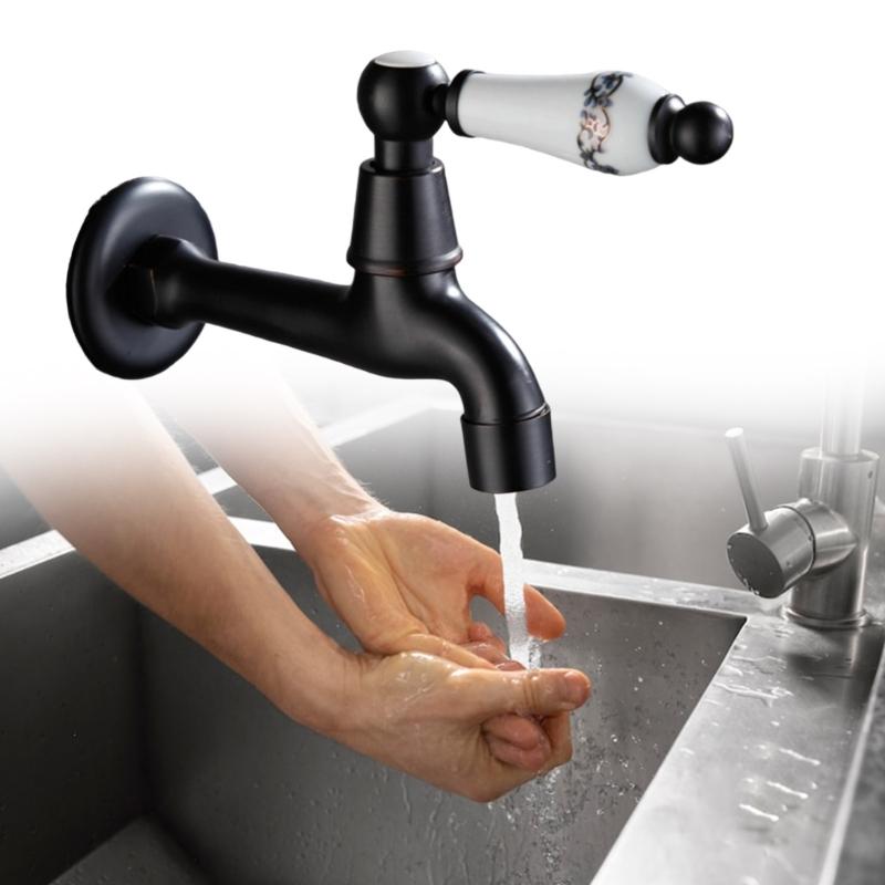Basin Bathtubs Sink Faucet Brass Single Cold Water Mop Faucet Outdoor Garden Water Tap Wall Mounted Basin Tap Enduring