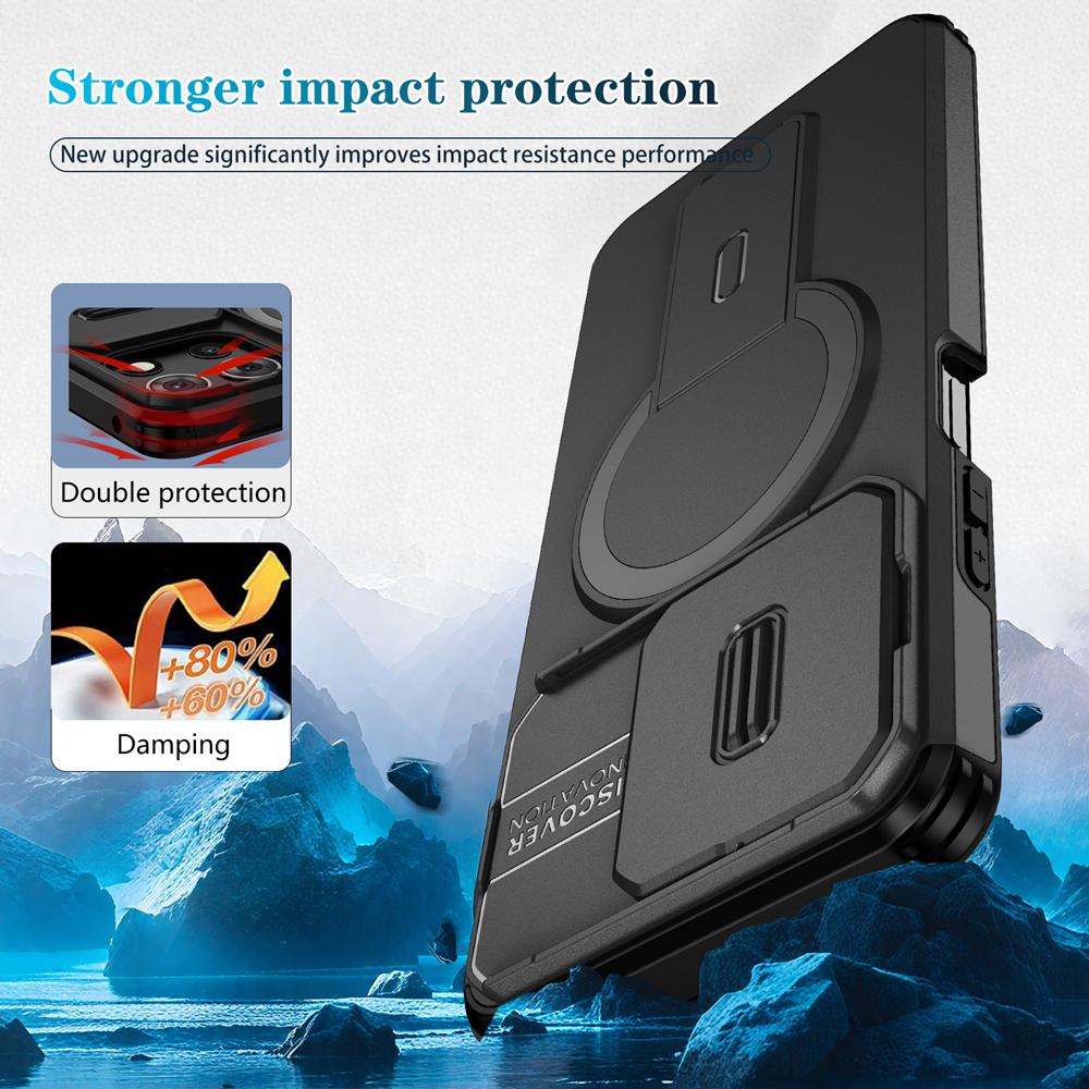 KEYSION Shockproof Armor Magnetic Case for Motorola MOTO G 5G 2025 Slide Camera Protection Kickstand Phone Cover for Edge 2025