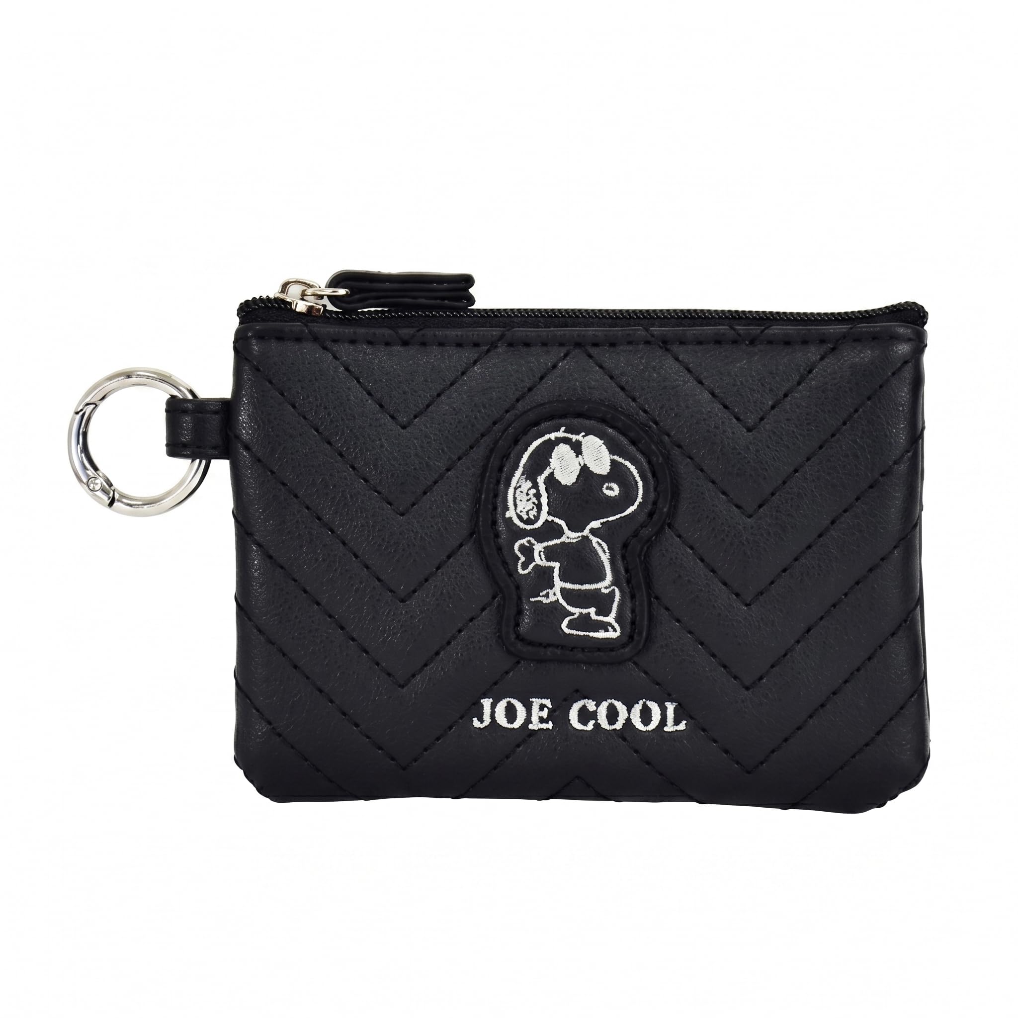 Marimo Craft SNOOPY Joe Cool Pass Pass card commuter pass zippered small item Character W115 x Bi-fold Pouch, Black. case, case, holder, pouch, case.