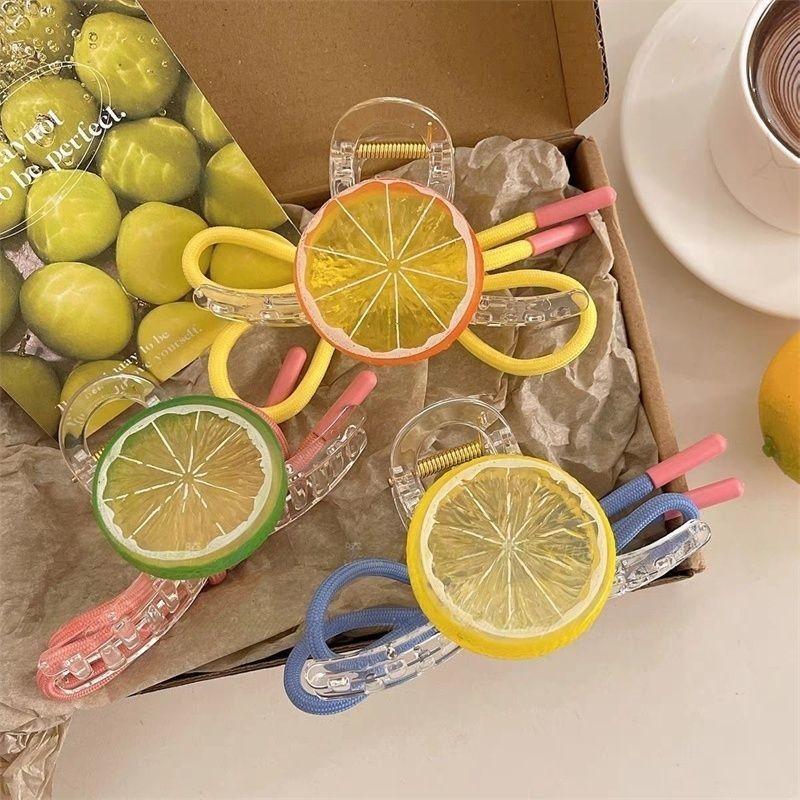 Lemon Fresh Hair Clip Female Korean Sweet Cute Fruit Bow Shark Clip Hair Accessories