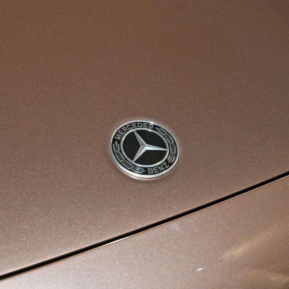 VBTYB1 2025 Hot Car Metal Flat Hood Emblem Sticker Front Badge Accessories For Mercedes Benz W203 W206 W212 W167 W166 W247 C E GLA GLC