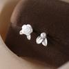 Colorful Asymmetrical Rose Stud Earrings French Gentle Small Fresh Camellia Earrings Pure And Sweet Pearl Earrings