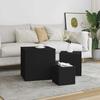 Vidaxl Side Tables, 3 Pcs, Black, Wood-Based Material