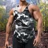 U-hals Åndbar Hurtigtørrende Fitnessvest Camouflageprint Ærmeløs Pullover Tunika Top Herretøj