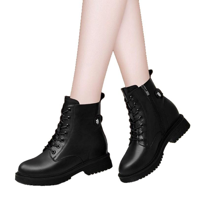 Martin boots women's autumn and winter new black platform short boots British style velvet versatile motorcycle boots