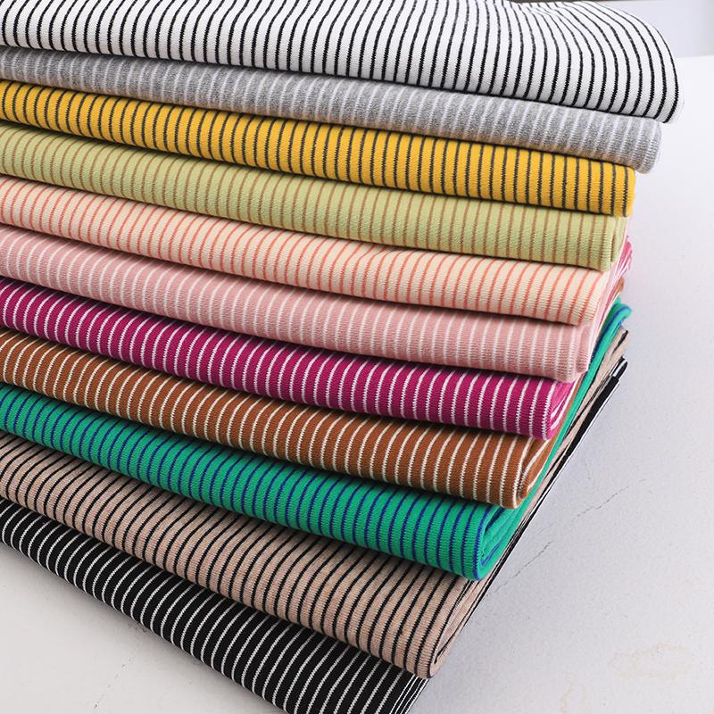 wide 1mm stripe 97% cotton+3% spandex knitting elastic fabric DIY sewing clothing cloth 175cm wide 100% tissu