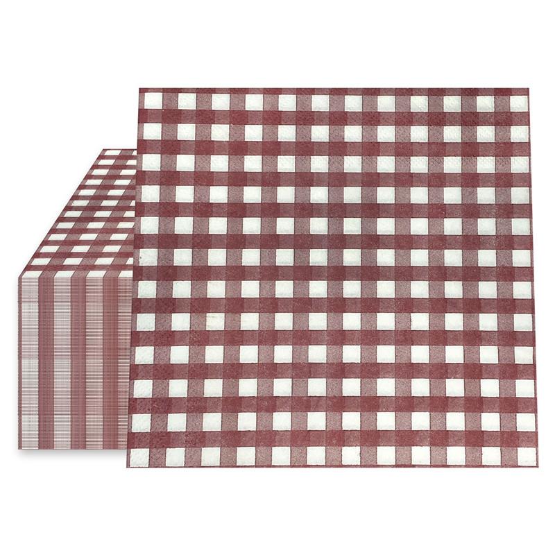 20Pcs Classic Vintage Plaid Checkered Printed Disposable Dinner Napkin Paper Birthday Wedding Party Decoration