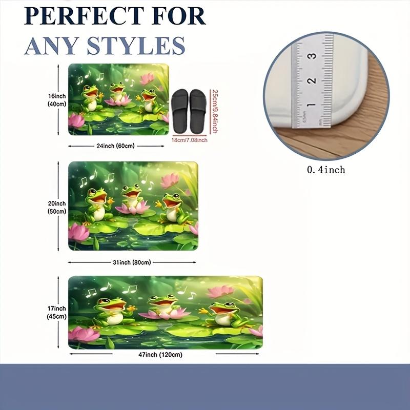 1Pcs Anti Fatigue Kitchen Rugs,  Frogs  Print Waterproof Non-Slip Thick Cushioned Kitchen Mat Heavy Duty Comfort Standing Mat for Kitchen