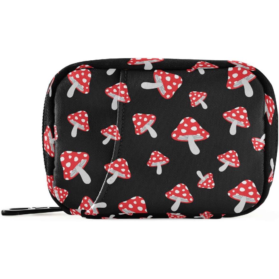 Cute Mushroom Pill Case, Portable Weekly Pill Box Bag Container 7 Days Pill Organizer Vitamin Supplement Holder with Zipper for Travel Family