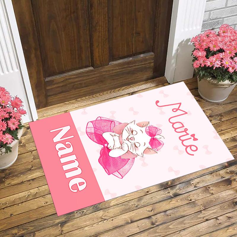 Personalized Name Cat Love Living Room Non-Slip Area Rug Soft Carpet for Bedroom Kids Playroom Sofa Office Home Decor Doormat