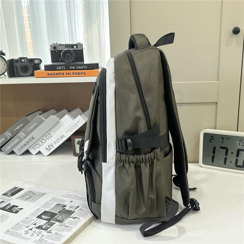 Men's Contrast Backpack Large Capacity Student Schoolbag Women's Backpack