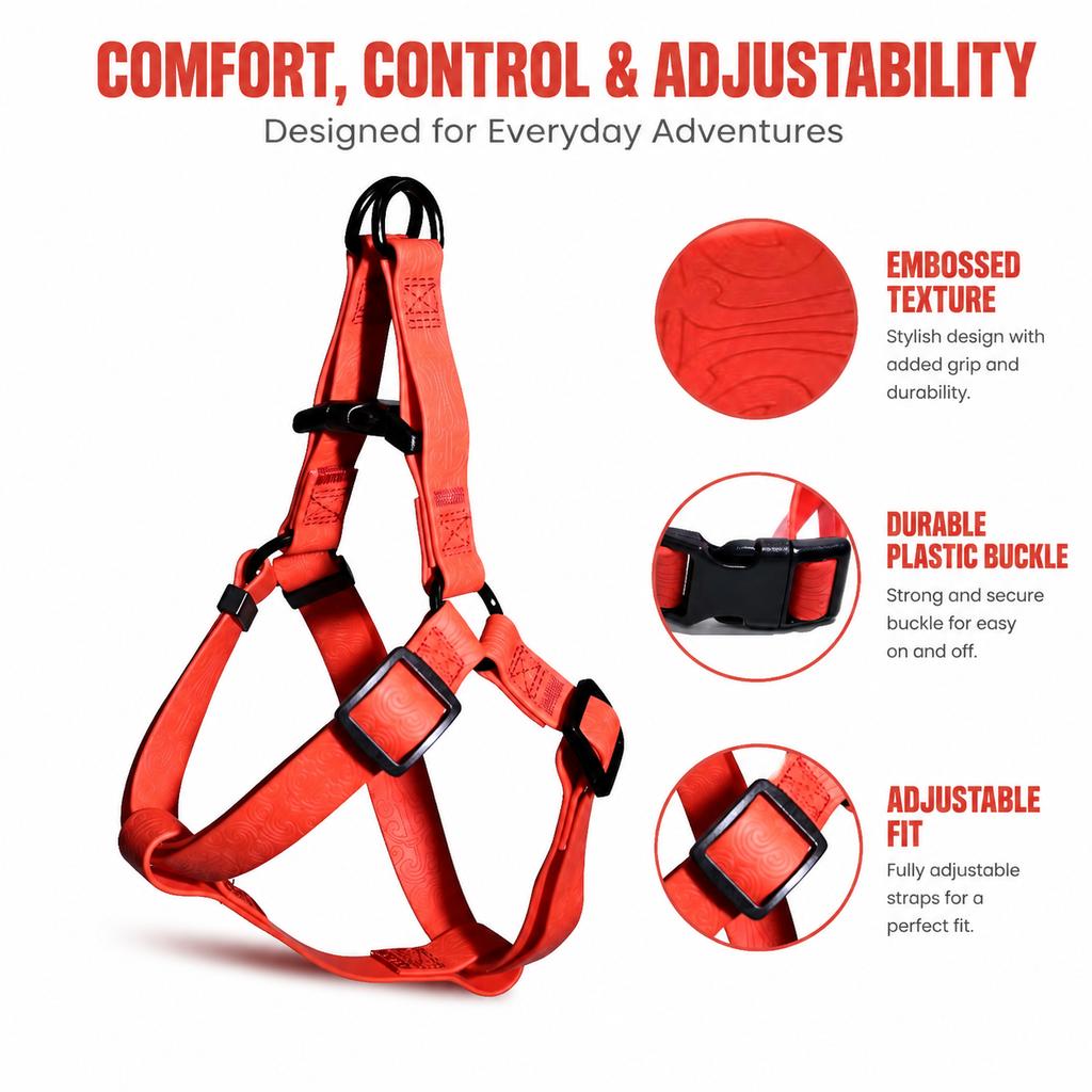 Waterproof PVC Dog Harness Leash Set 8-in-1 Hands Free Adjustable Embossed Texture Heavy Duty Pet Collar for Medium Large Dogs