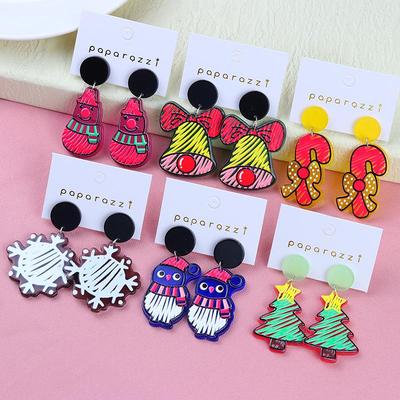 2023 Christmas Earrings: Bell, Snowflake & Candy Cane Dangles, Women's Acrylic Studs