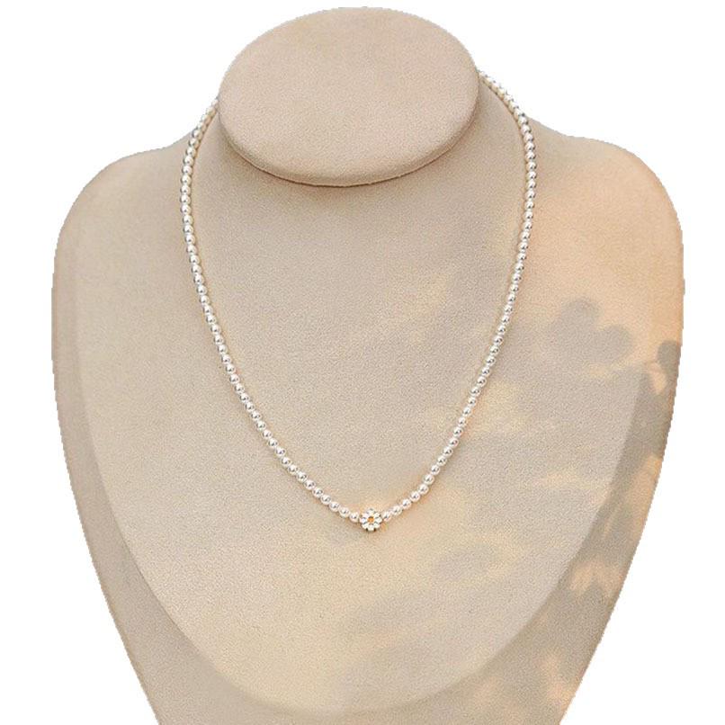 Elegante Gänseblümchen-Perlen-Choker-Halskette: High-End, Ultra-Feines, Leichter Luxus Design für Damen