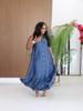 TW851 European Sleeveless Ruffle Long Dress - Women's Casual Holiday Button-Down Lapel Style