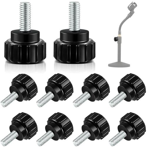 M4 x 10mm Small Grip Star Knob Handle Screws, Knurled Clamping Knobs, Round Gear Design, Easy Installation, Plastic Hand Twist Bolt Replacement, Black