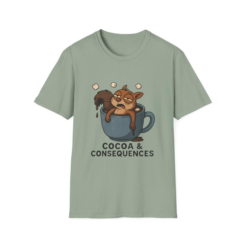 Unisex Softstyle T-Shirt Squirrel Hot Cocoa Marshmallows Christmas Regret