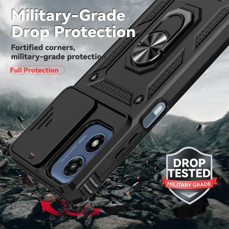 Armor Shockproof Case for Motorola edge 2024 G PLAY G STYLUS G POWER 4G 5G 2024 2023 2022 Cover Ring Holder Slide Protect Cover