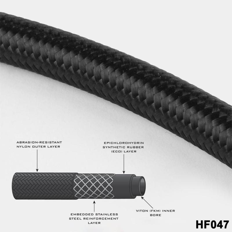 1m AN4-AN12 Oil Cooling Pipe Nylon Braided Pump Gas Ethanol Fuel Hose Kit - Black