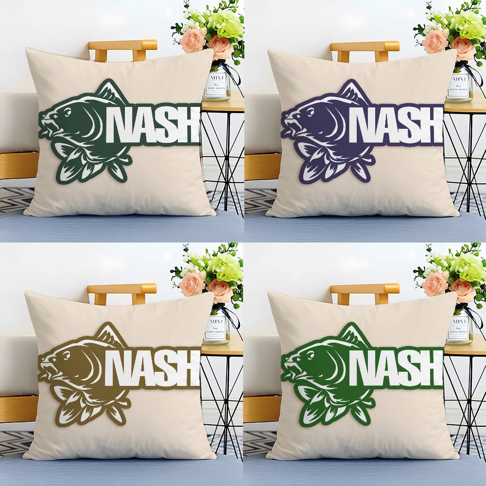 Match With Wild Fishing Prints Nash Pillow Case Anti-dustmite Pillowcase Invisible Zipper Silky Short Plush Sofa Cushion Cover