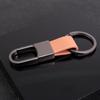 Men's Genuine Leather Car Keychain with Zinc Alloy Waist Clip and Customizable Laser Logo