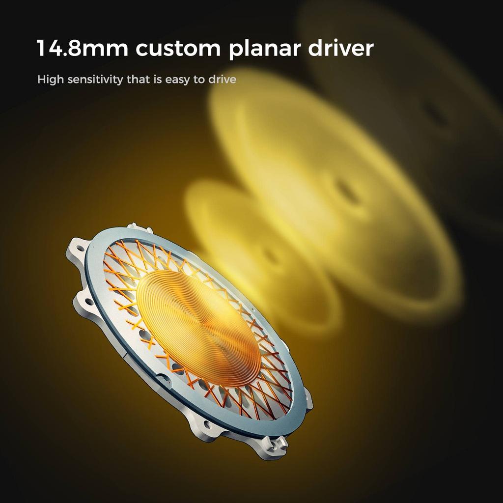 LETSHUOER Z12 14.8mm Planar Magnetic Driver IEM, Gold Edition HiFi In-Ear Earphones with CNC Machined Aluminum Alloy Ear Cavity (All Gold Color