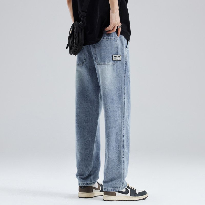 Clearance of Foreign Trade Surplus: Men's Loose Straight-Leg Jeans, 2024 Spring/Autumn New Wide-Leg Trendy Casual Pants